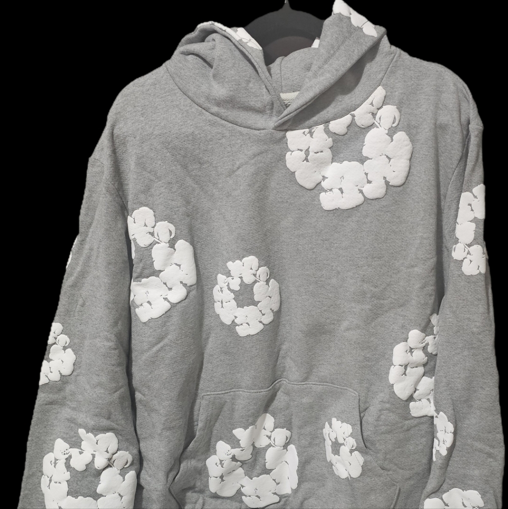 Denim Tears African Diaspora Goods Gray Hoodie Sweatshirt Flowers GRAY SZ L NWT